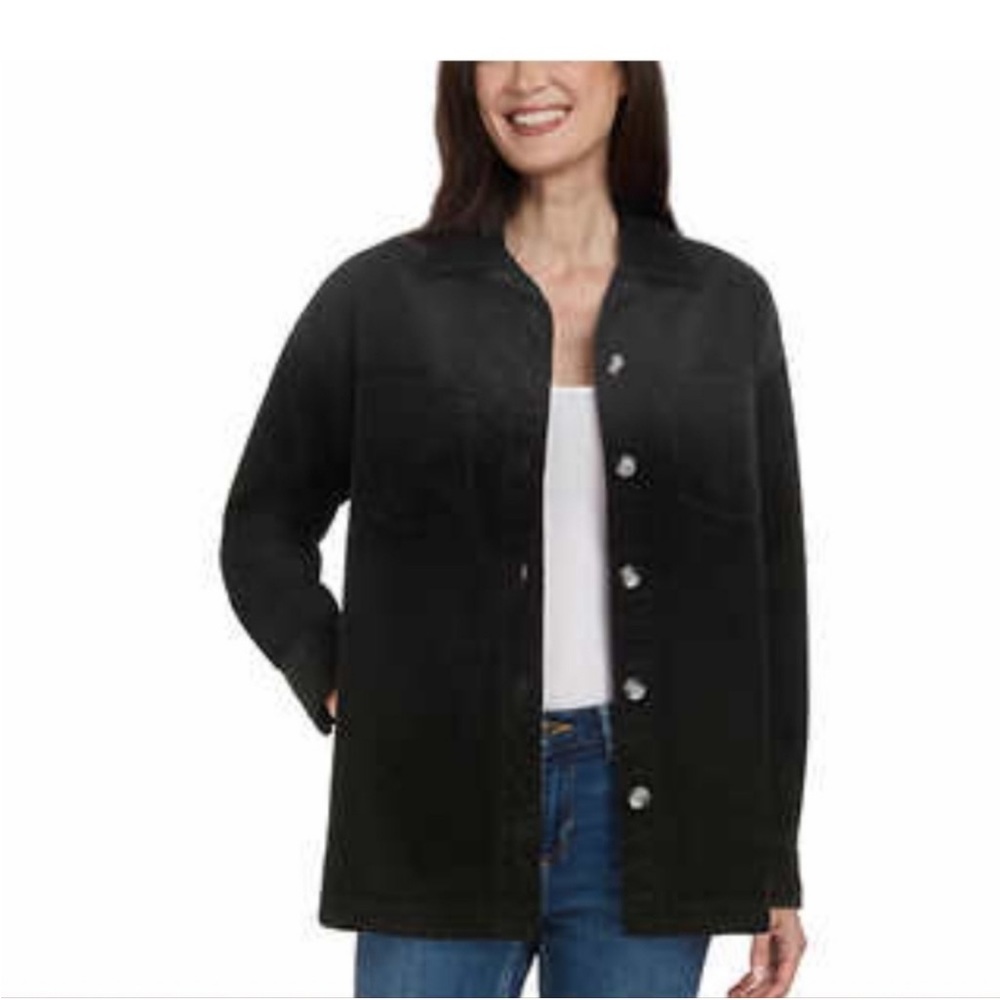 Marty M ladies corduroy shirt jacket , black , M